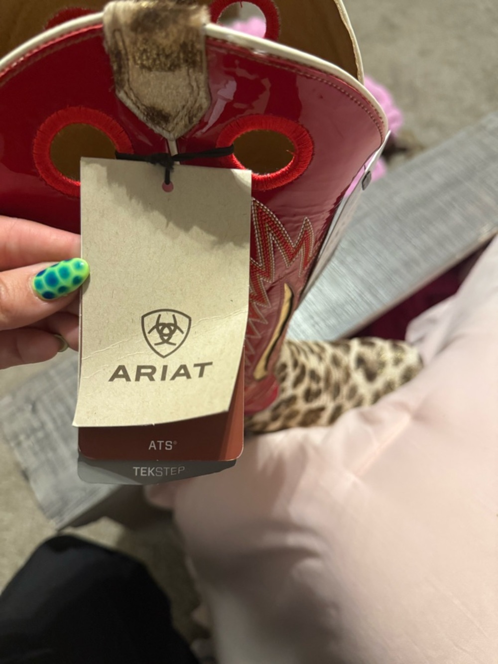 Ariat women’s leopard hair red boots futurity queen of hearts 9b - Picture 5 of 7